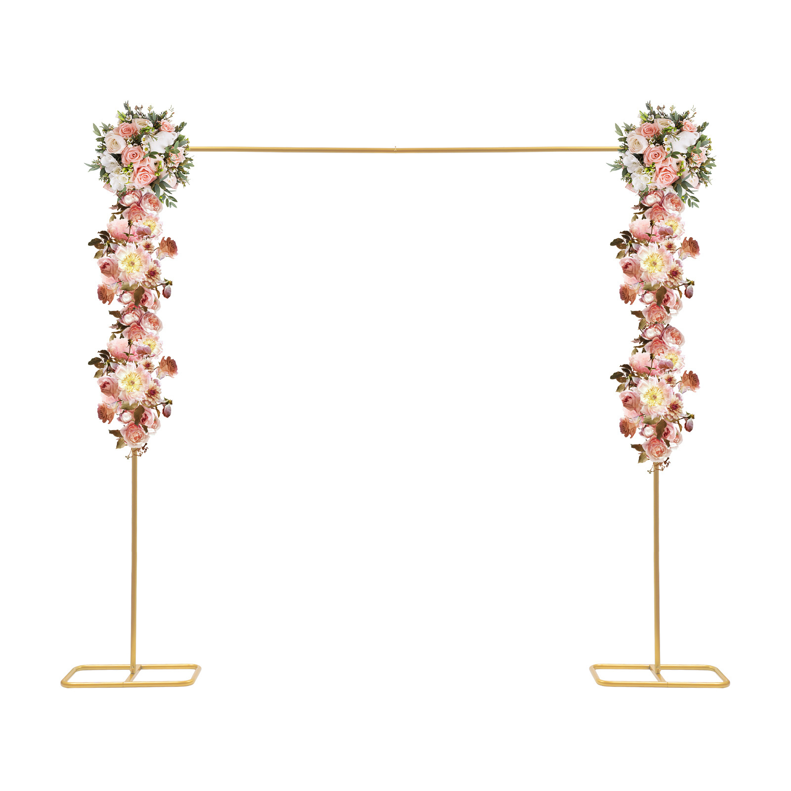 E-shop 6.56 X 6.89 Ft Goldener Hochzeitshintergrund Ständer, Metall Hochzeitsblumenständer Rahmen für Hochzeitszeremonie Fotoautomat Hintergrund