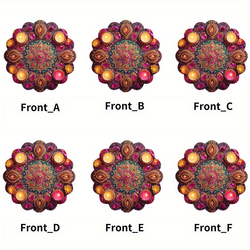 TEMU 6pcs Autumnwinter Placemat -38.1cm Round With Patterns Featuring Diwali And Hanukkah Elements (259) - Made Of Polyester Material Lace Placemat,