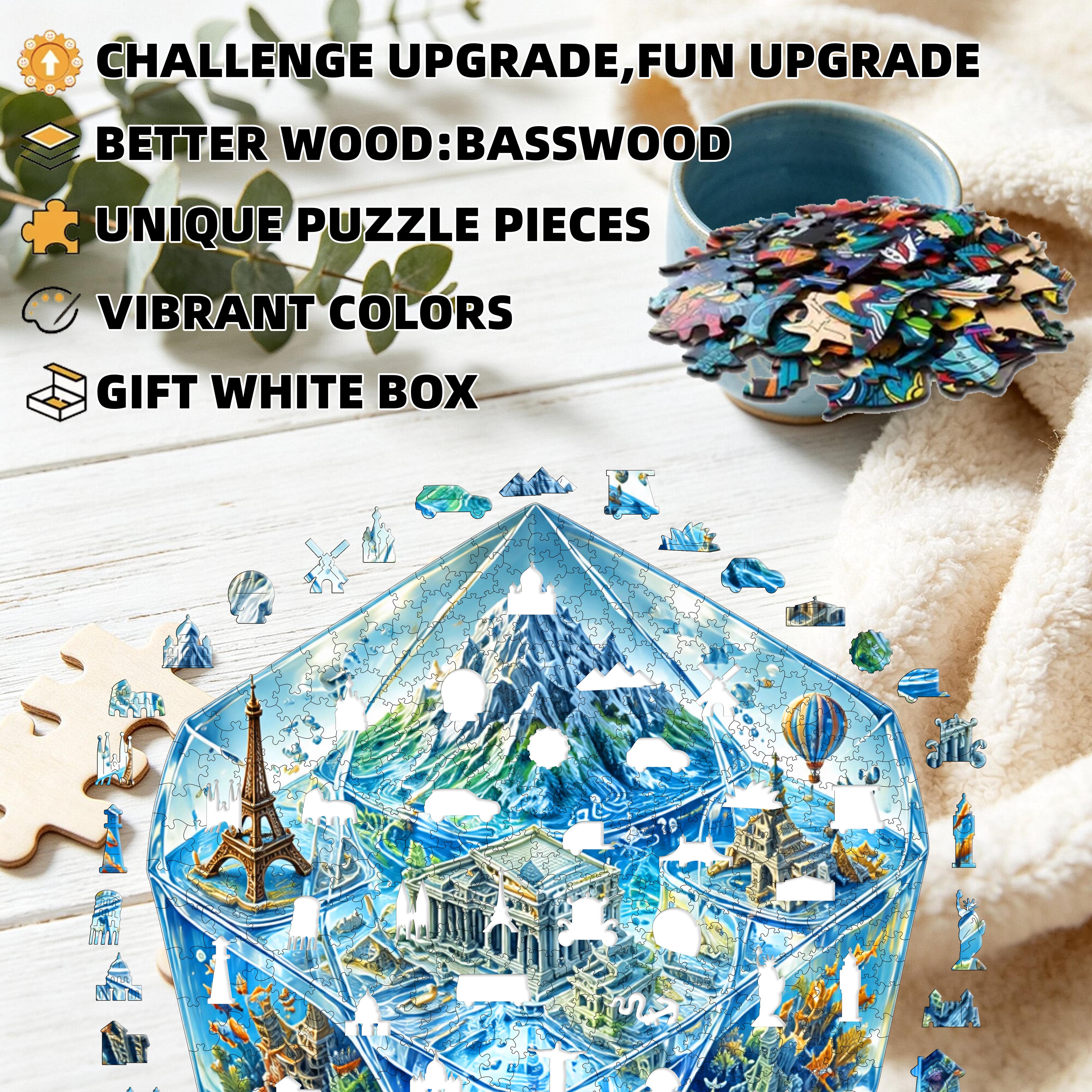 502pcs Crystal Cube World Wooden Puzzle, High Difficulty Gift