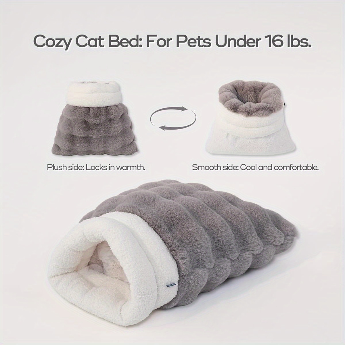 4 in 1 cat sleeping bag for small cats memory foam insulation removable washable cover cave   21x17 inch   warm bed for indoor cats Product details 2