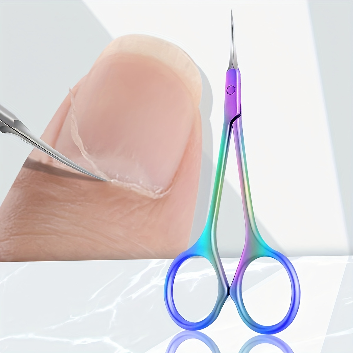 Pointed Nail& Beauty Scissors, High Hardness Stainless Steel Long Handle, Multi-functional For Cuticle Removal, Eyelash Extension, Eyebrow Grooming, Double Eyelid Tape, Sharp& Long-lasting Tool