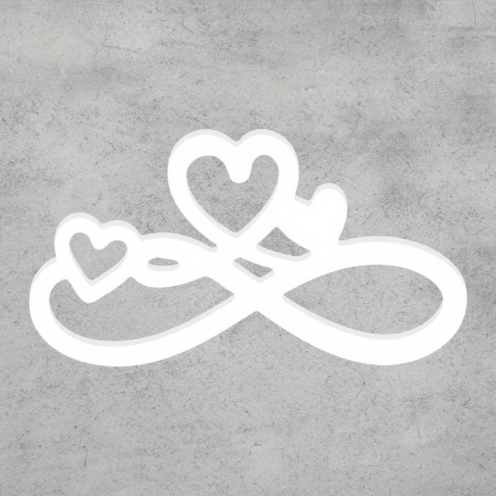 Image of 1pc Putuo Decor White Contemporary Pvc Table Decor - Minimalist Infinity & Hearts Design, Durable Lightweight Desktop Decoration For Home, Office, Cafe, Restaurant, Farmhouse - Perfect Gift