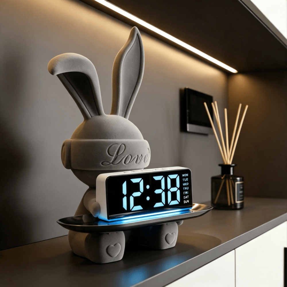 TEMU Reloj con Superficie de Espejo, Alarma Dual con Función , LED Ajustable y Luz Nocturna , Formato de 12/24 Horas, Pantalla de Día de , Reloj de