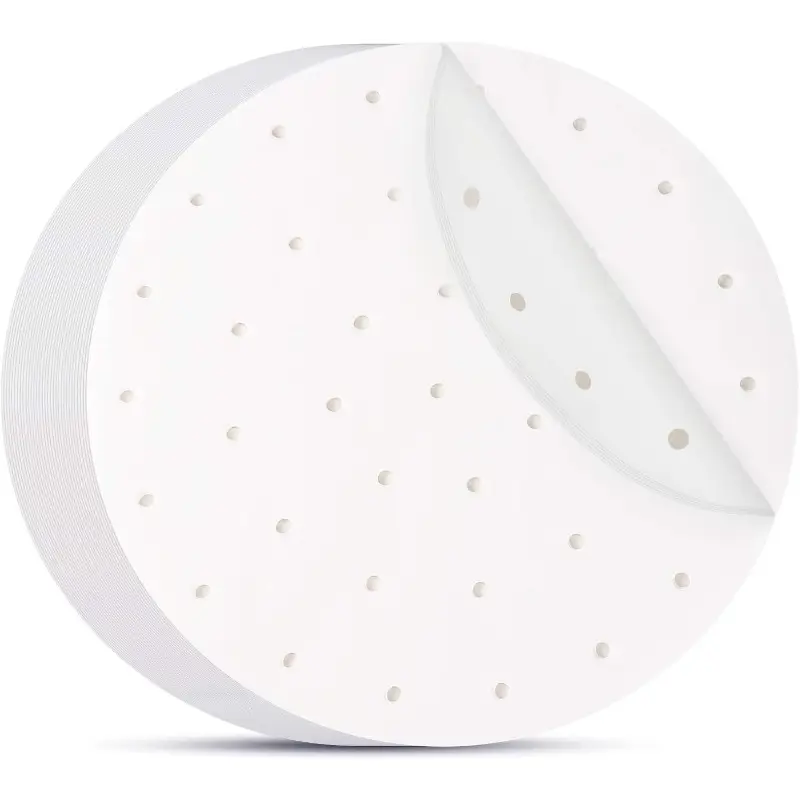 200pcs 11 inch disposable white perforated parchment paper sheets for air fryer & steaming basket - , heat-resistant, easy , baking, roasting, and steaming, air fryer accessories, , perforated design, heatresistant material Product details 0