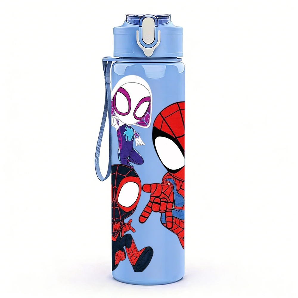 E-shop -Man Gwen 750ml/26oz Sport-Wasserflasche aus Kunststoff, niedliches Druckdesign, auslaufsicher mit Pop-Up-Deckel, geeignet für