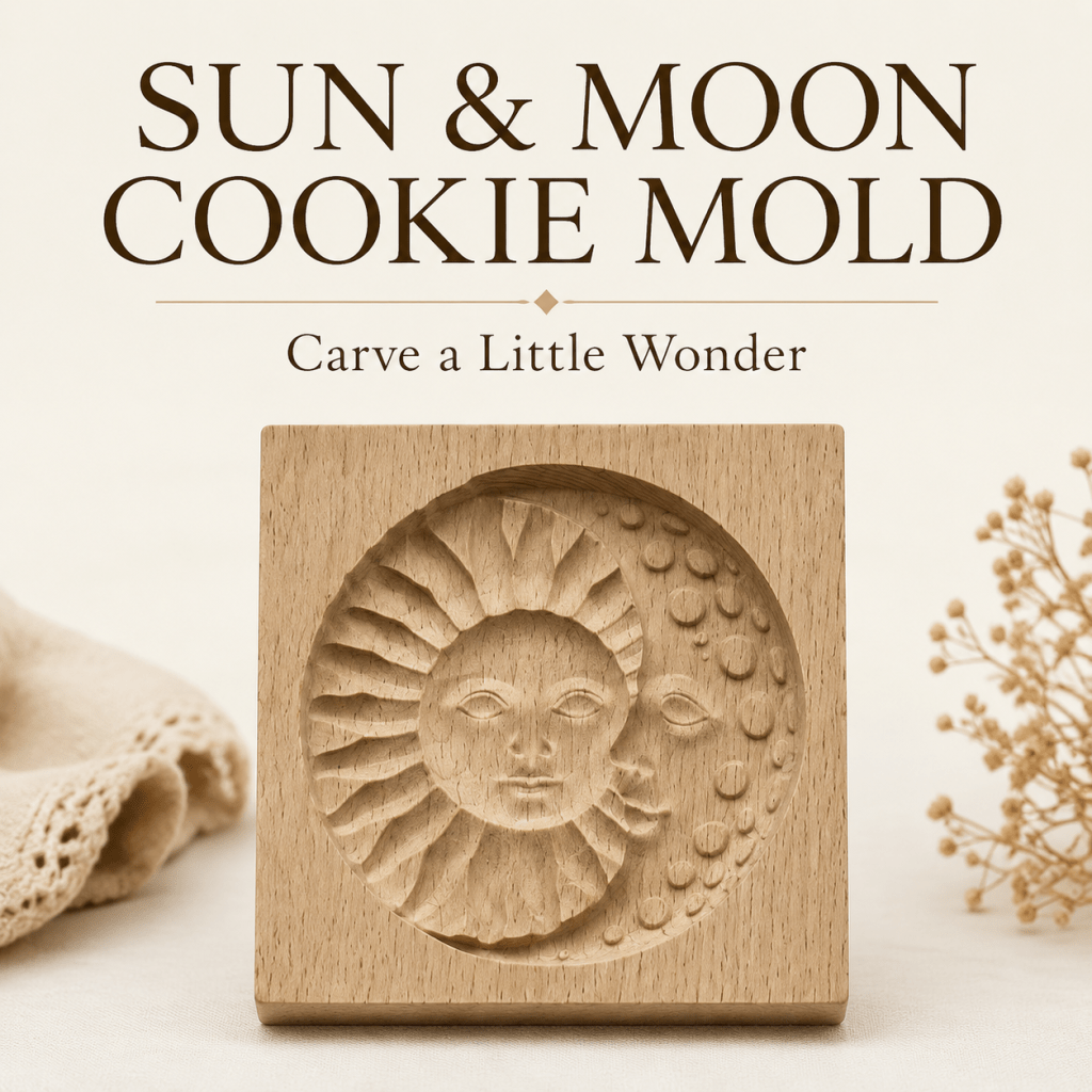 TEMU Découpe-couronne en bois Visage et de Soleil, Pochoir en bois d'épices fait main pour Noël, Design en relief 3D rétro, Convient pour les