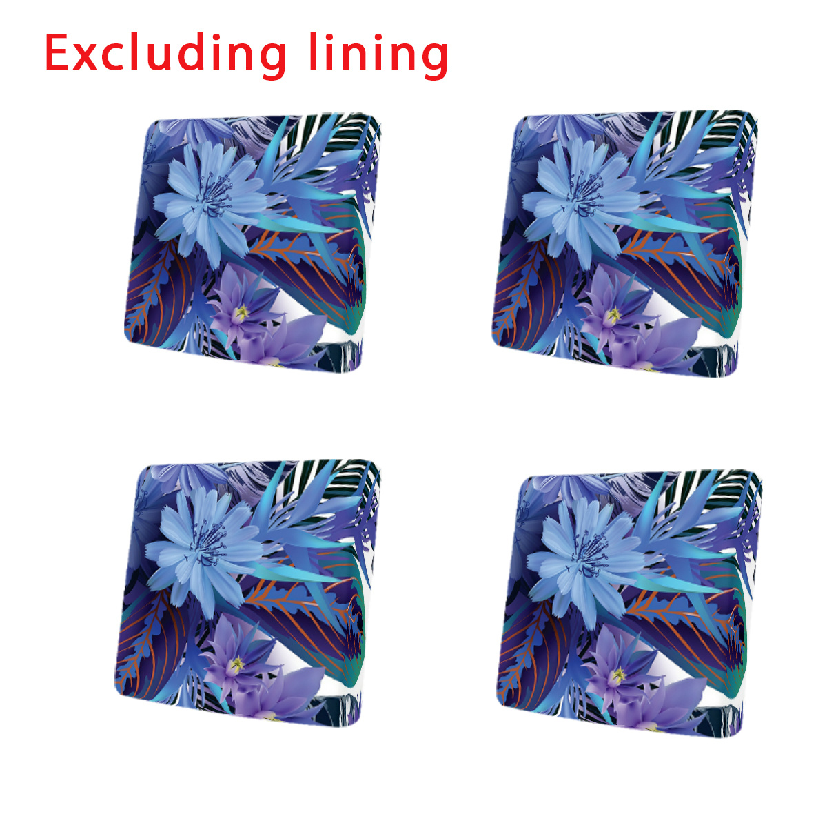 TEMU Housse de coussin de canapé élastique 2D à plat style luxe à base blanche avec motif imprimé intégral de feuilles florales violettes et bleues