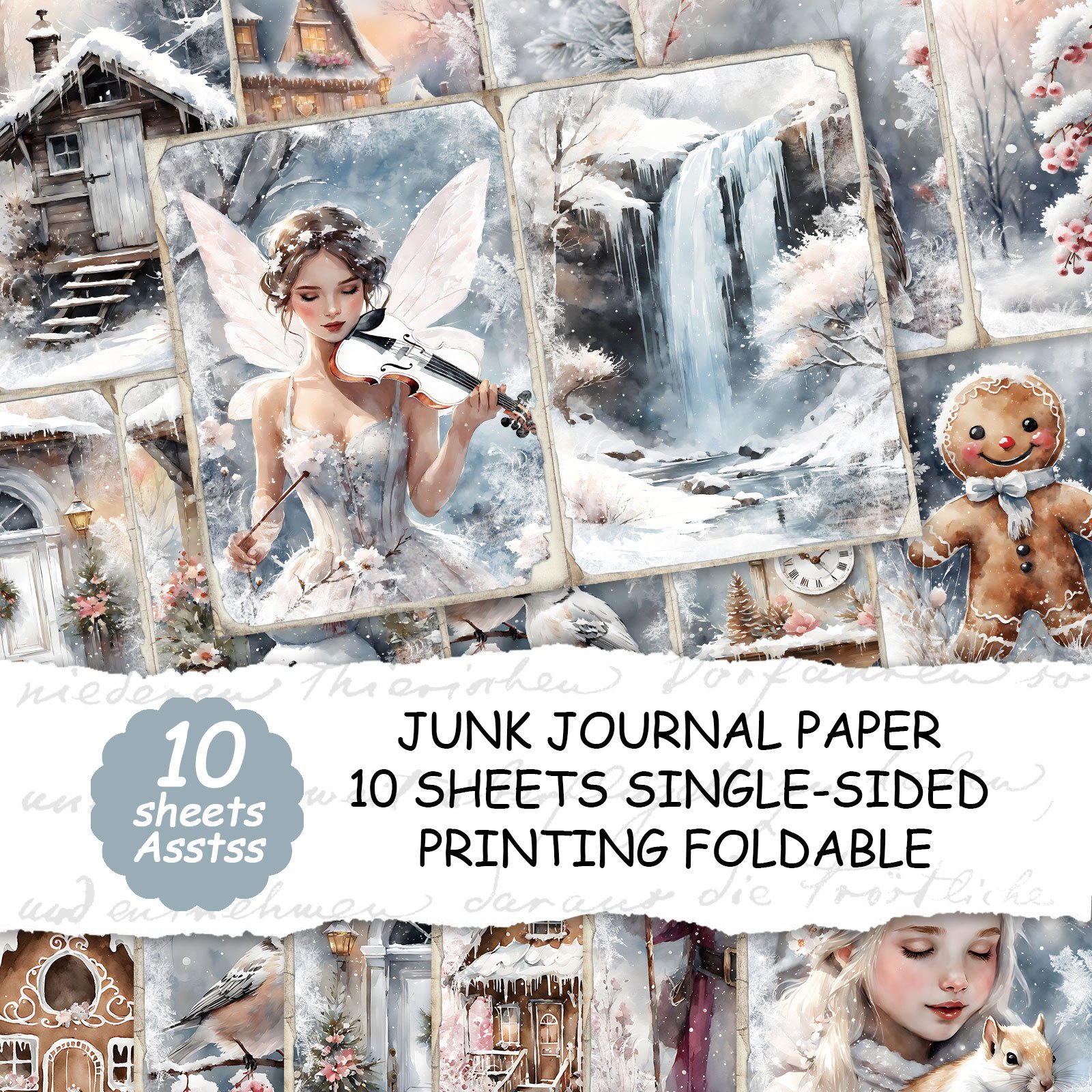 TEMU ASSTSS 10 feuilles de papier A4, style magique de , couverture de , journal de scrap, journal de , artisanat en papier décoratif, papier de