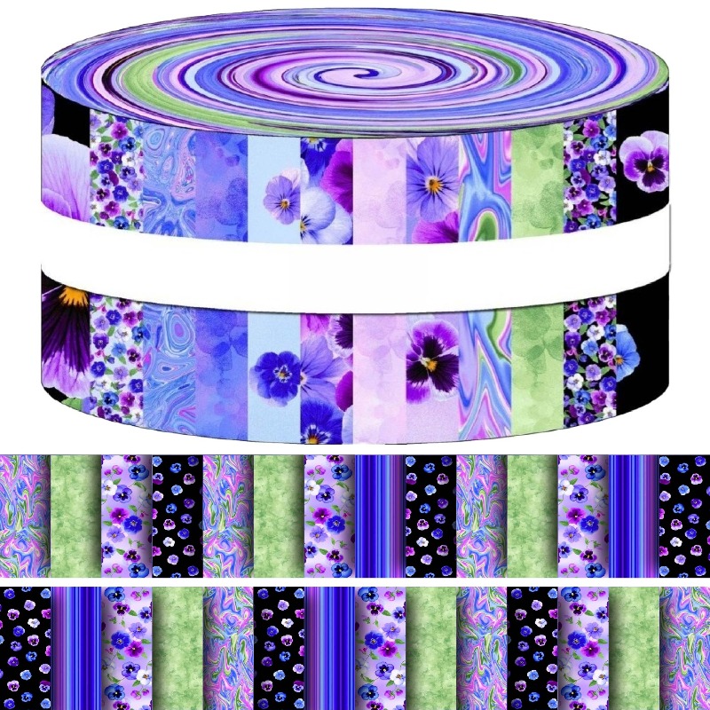 TEMU A Set Of 40pcs Of Fabric Measuring 6.35 X 50cm (2.48 X 19.7in) In A Purple Peony Design, Utilizing A Long-strip Quilted Method. This Craft