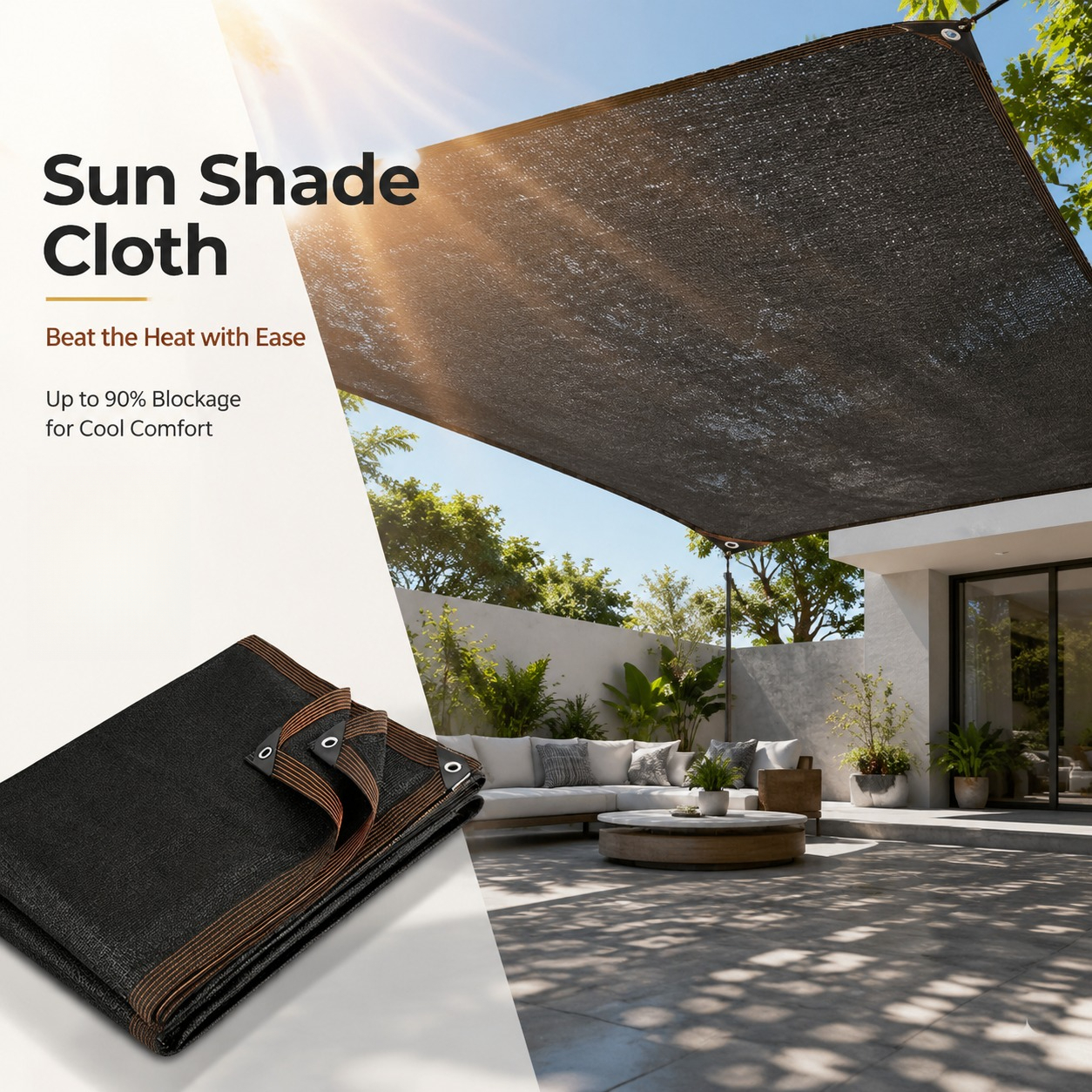 1pc Breathable Sun Shade Net - Durable Plastic Outdoor Light-Blocking Fabric, Suitable for Patios, Picnics, Carports, Gardens, Balconies, and Pergola Walkways. Two Sizes Available: 200.0*300.0cm / 3.0*3.0meter