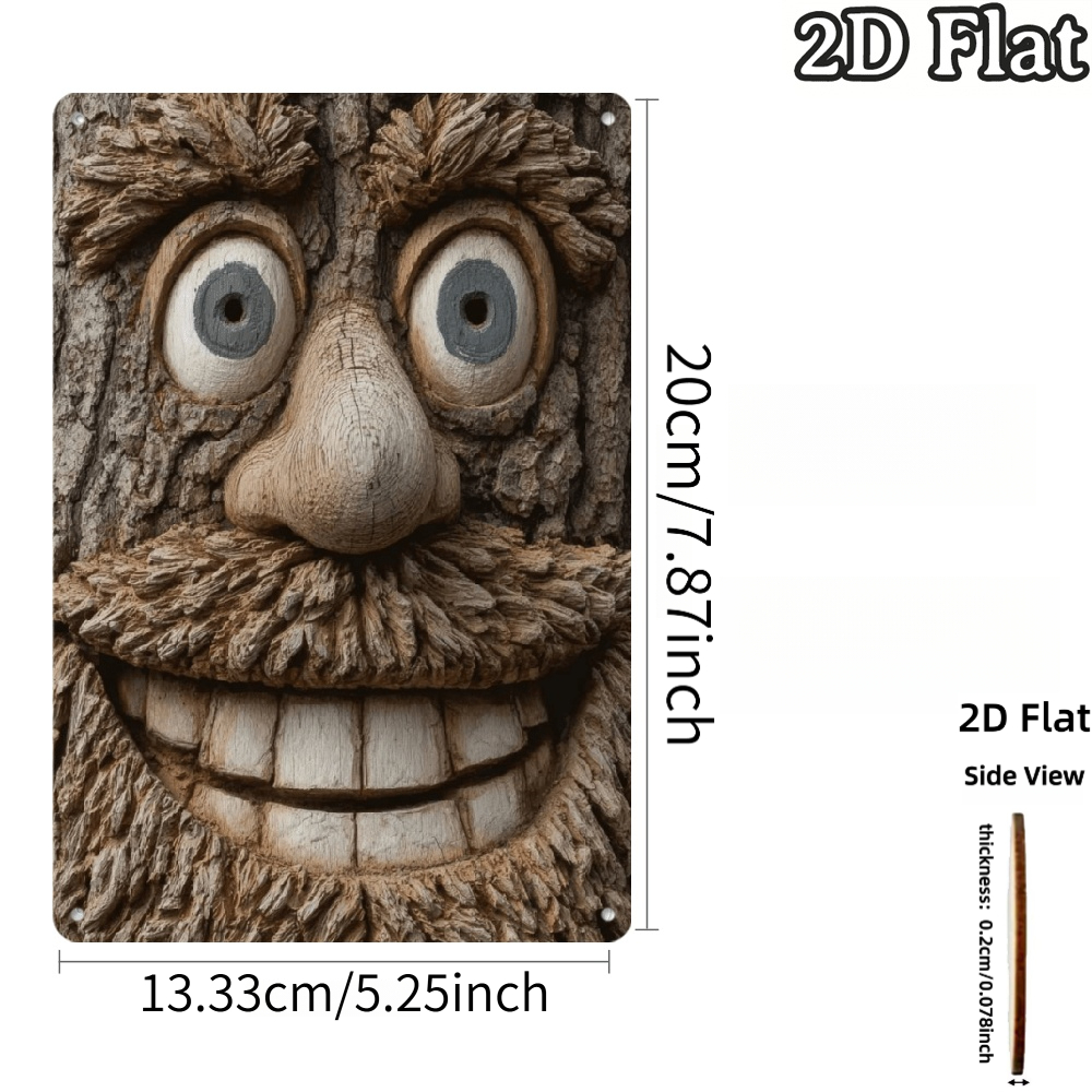 TEMU 2d Flat, European Rustic Tree Face Wall Decor - Artificial Wood Suitable For Home, Garage, Office - Minimalist Trunk & Branch With Tree Eyes,