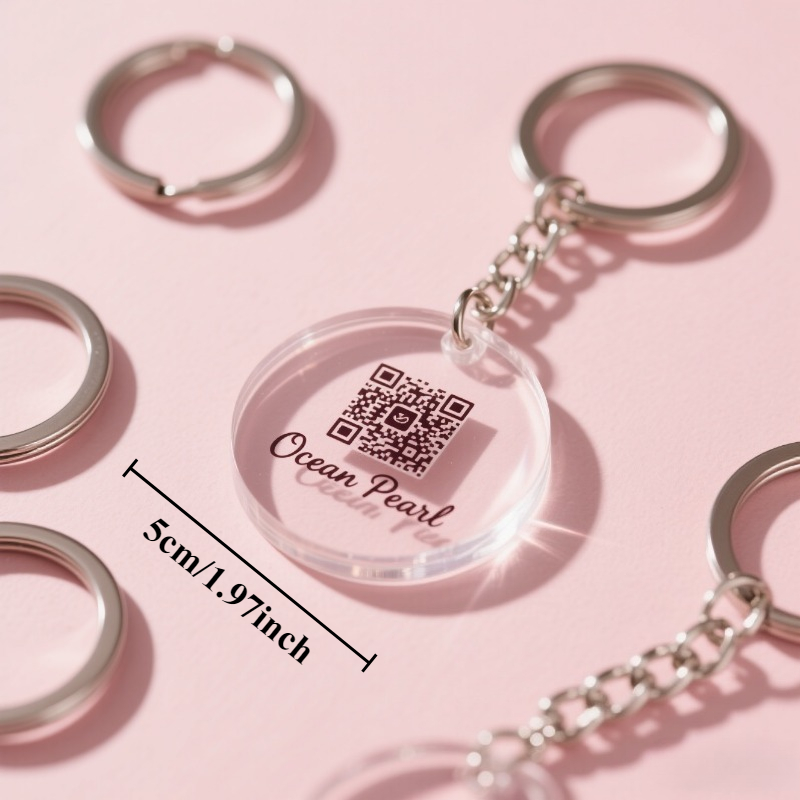 TEMU 2d Flat, Self- Photo/image/text/logo, Acrylic Keychain, Round Acrylic Keychain With Key Ring, For Backpack Accessory, Can Social Code, For
