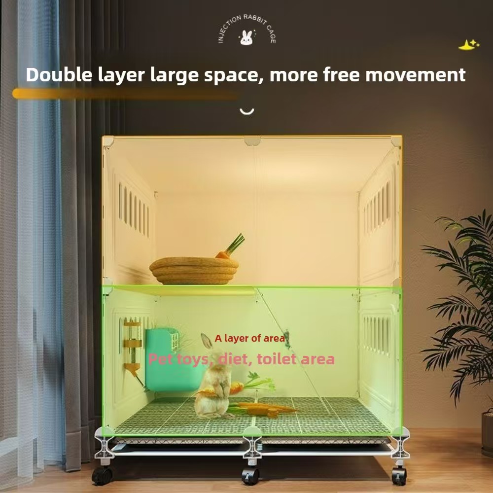 Grote dubbellaagse konijnenkooi/villa