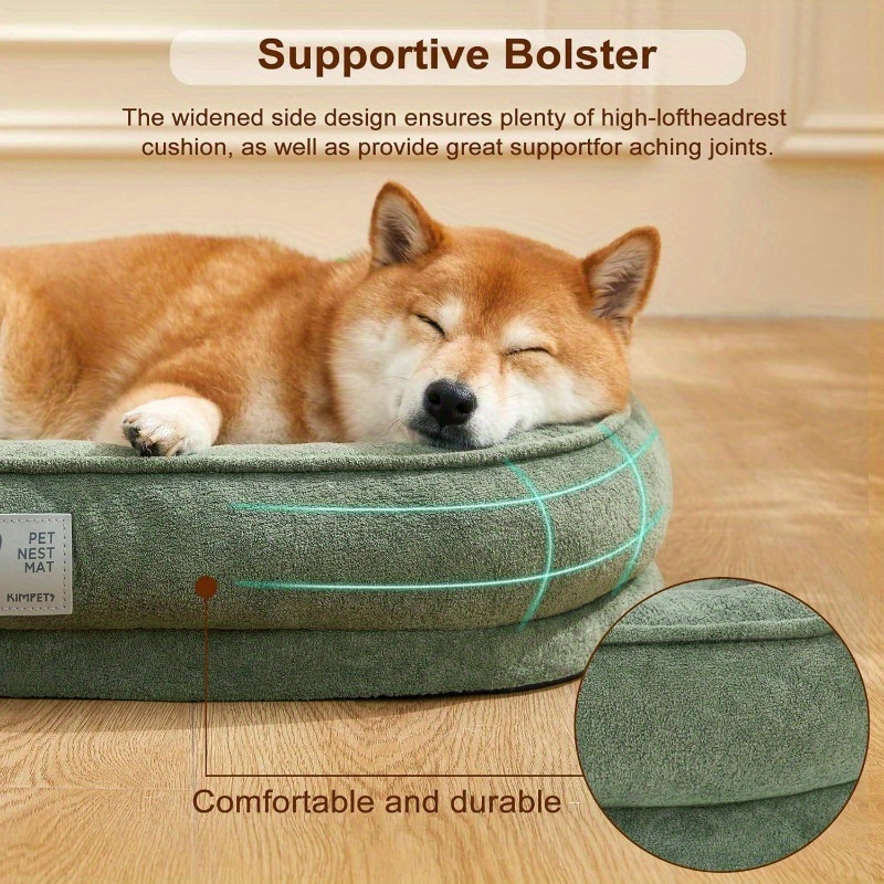 orthopedic dog bed puppy and kitten, soft beds indoor cats, washable dog bed with removable covernon - slip bottom with four - sided bolster green, dog bed cover, dog bed cosy, thick dog bed, heavy duty dog bed, plush dog bed, pet sleeping pad, cozy pet bed, reinforced stitching,   pet bed, cat sleeping pad, indoor pet furniture, large breed dogs, kitten bed, dog bed for small dog, dog bed, dog bed, large dog bed Product details 3