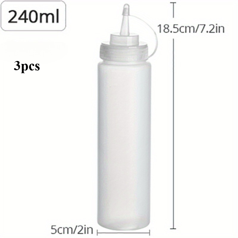3pcs 240ml Squeeze Seasoning Bottles | Pe Tomato Sauce Pointed Bottles, Round Shape, Hand Wash Only
