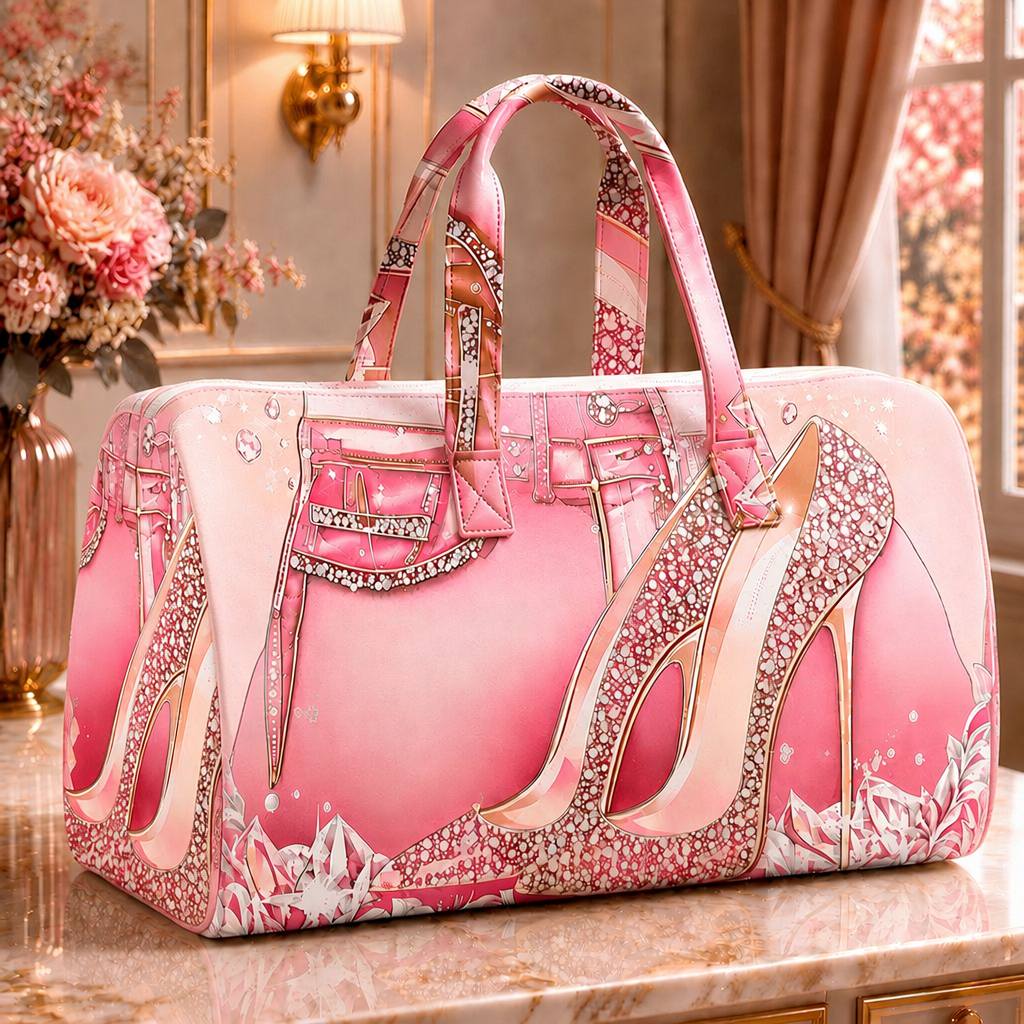 TEMU Printed Design â Not Textured Jeans & High Heels Pattern Large Capacity Travel Bag, Gorgeous And Fashionable Jeans & High Heels Pattern Carry-o
