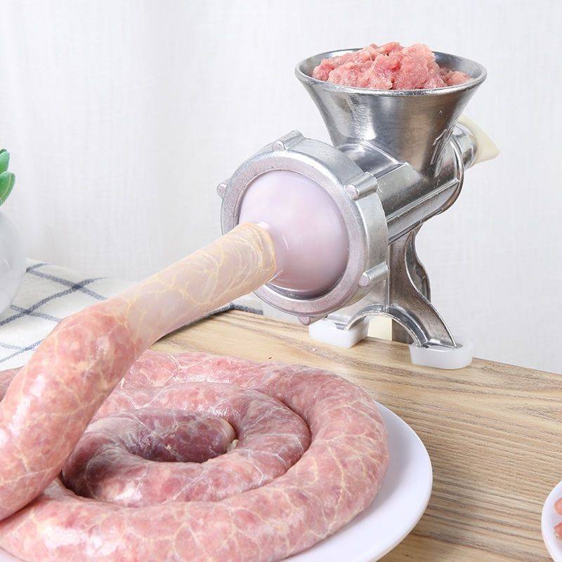 Heavy Duty Manual Meat Grinder & Sausage Stuffer – Silver Aluminum, Multipurpose