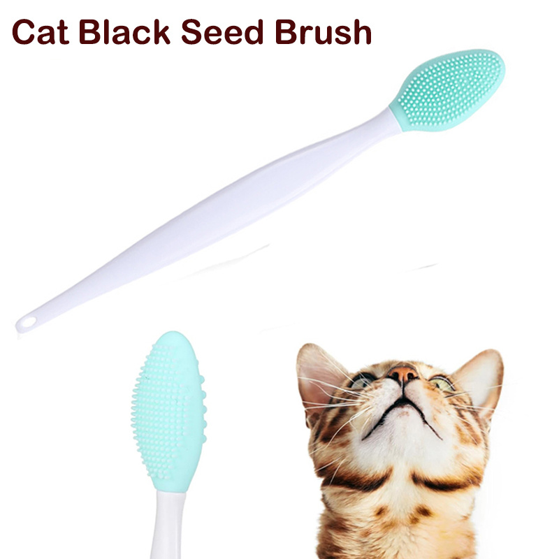 

1pc Silicone Cat Grooming Brush, Exfoliating Black For Chin , Easy To Plastic Handle, Gentle Pet Scraper For