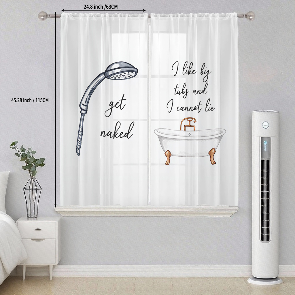 TEMU : 2pcs Pack, Small Sheer Curtains, For Bathroom, Shower, Bathtub, Fresh And Easy, Laundry Room Decor, Polyester Fiber Small Window Scrim,