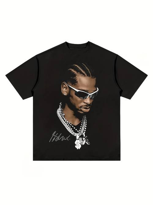mens ultra soft glasses print t shirt short sleeve round neck casual tee with iconic athlete machine washable black suitable for casual attire celebrity apparel for men