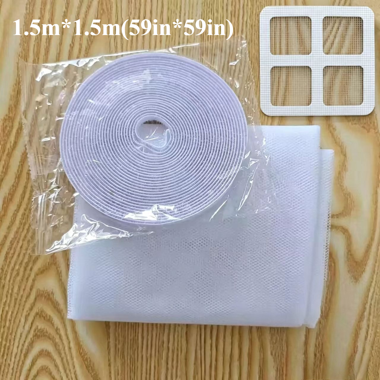 Image of 3pcs Self-adhesive Window Screen Set, For And Insect Blocking, With 1 Repair Patch, , Reusable Invisible Mesh, Fits Doors, Suitable For Office