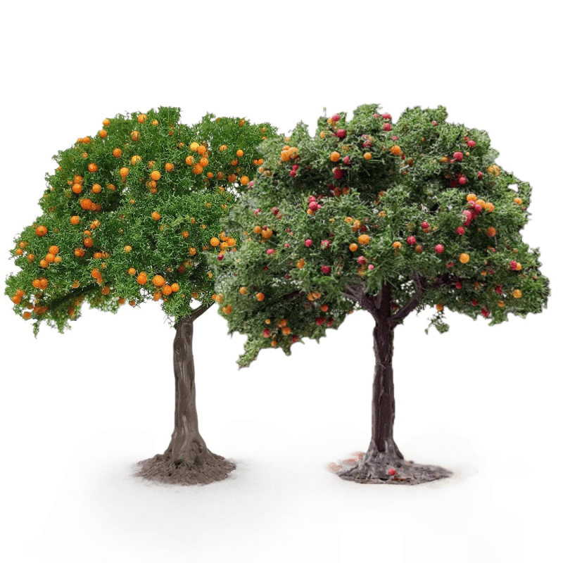 2pcs Mini Fruit Trees With Realistic Branches - Pre-decorated Potted Dwarf Trees Suitable For Fruits, /outdoor Decoration, Low-maintenance & Balcony Plants, Ideal For Gifts (plastic)