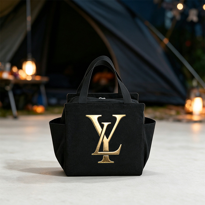 TEMU Sac à déjeuner isotherme doré avec logo LY, sac , sac de conservation des aliments, avec poches latérales ; léger, adapté pour , , les -, etc. ;