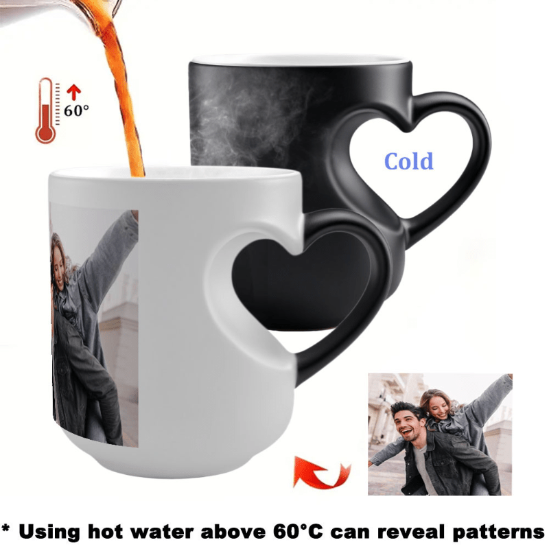 

1pc Mug - Personalized Color Changing Ceramic Coffee Cup, Heat Sensitive, Ideal For Christmas, Valentine's, Day, Father's Day, Thanksgiving - 11oz