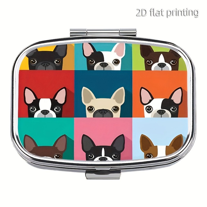 TEMU 1 pastillero para perros - Organizador de medicamentos de metal con 2 compartimentos, pastillero portátil para viajes, bolsillos, carteras -