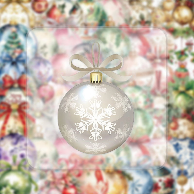 TEMU 50pcs Transparent Christmas Bell Pet Sticker Pack, Suitable For Phone Decoration, Colorful Vinyl Stickers, Holiday Gifts