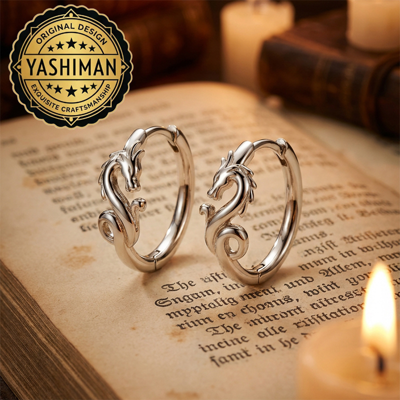TEMU A Pair Of Women's Fashionable Hoop Earrings, Polished Round Dragon-shaped Hoop Earrings, Vintage, Unique, And Elegant. Suitable For Daily Wear,