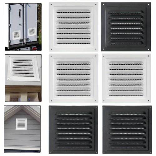 elementbilde 3 stk. ventilasjonsåpninger i aluminium for , metallveggventilasjon, firkantede ventilasjonsgitter med innebygde insektskjermer, egnet for utendørs dører, rom, , garasje og (ca. 15 x 15 cm)