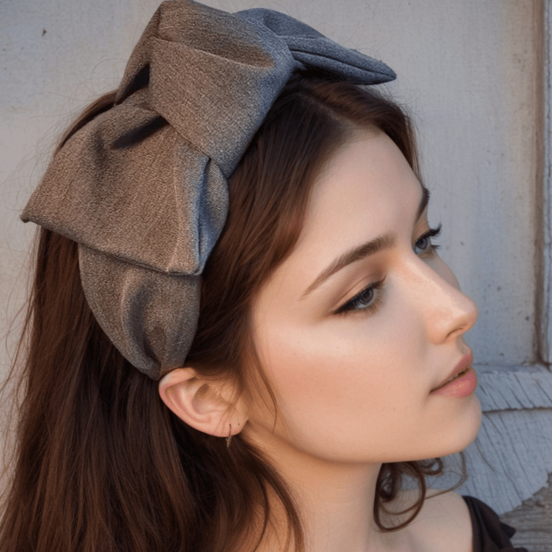 

1pc, Korean-french Style Oversized Middle Bow Headband, Vintage Wide Fabric Hairband, Elegant Accessory For Women