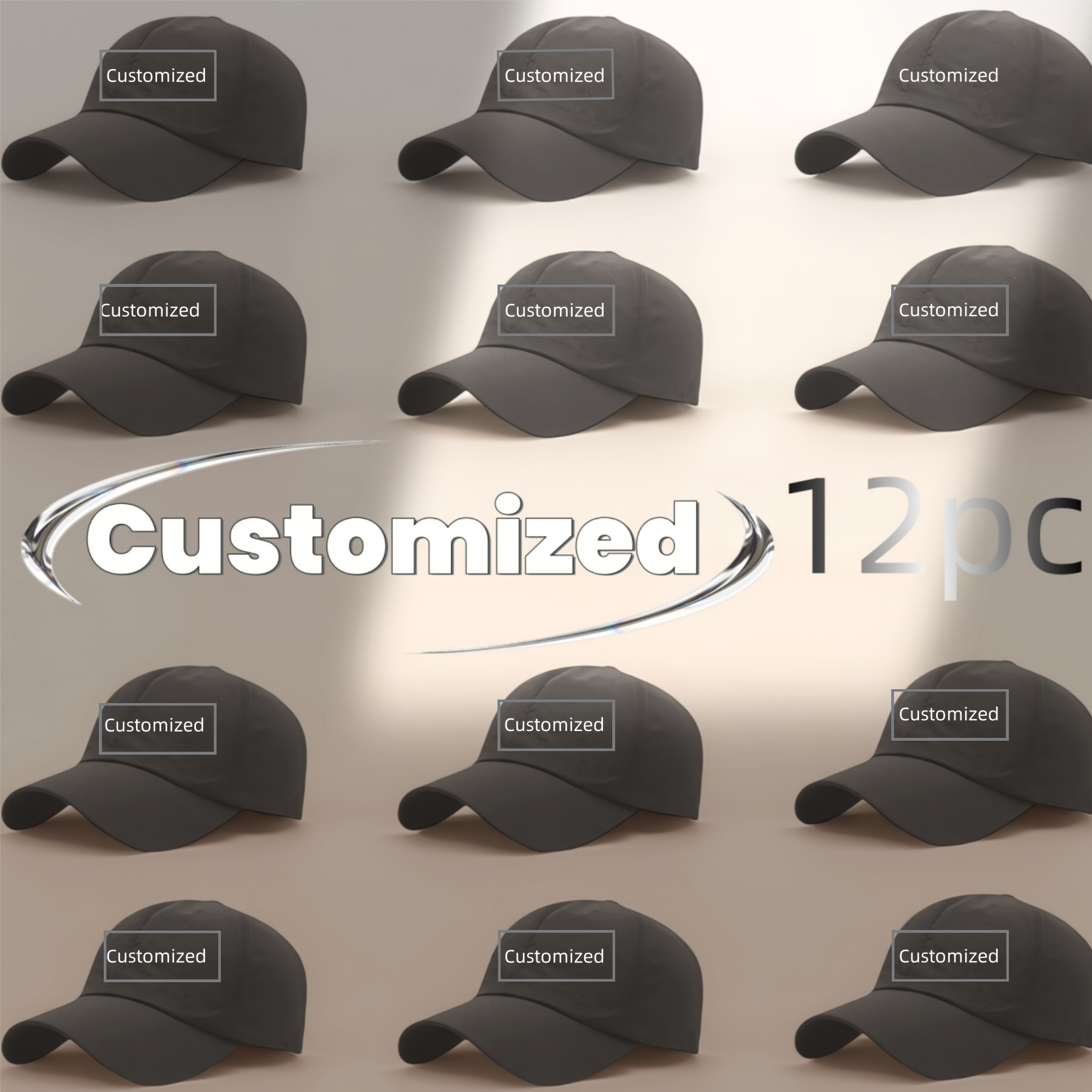 12 Custom Text Baseball Caps, Quick-Dry Mesh Sun Hats