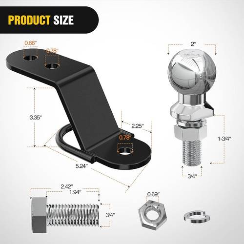 /UTV Three-Way Hitch with 2 Inch Ball 3500lbs 3 Trailer Hitch Ball Mount Lawn Mover Hitch UTV Trailer Hitch Adapter, 3 Drop/ , 3 Mounting Options, 2 Years