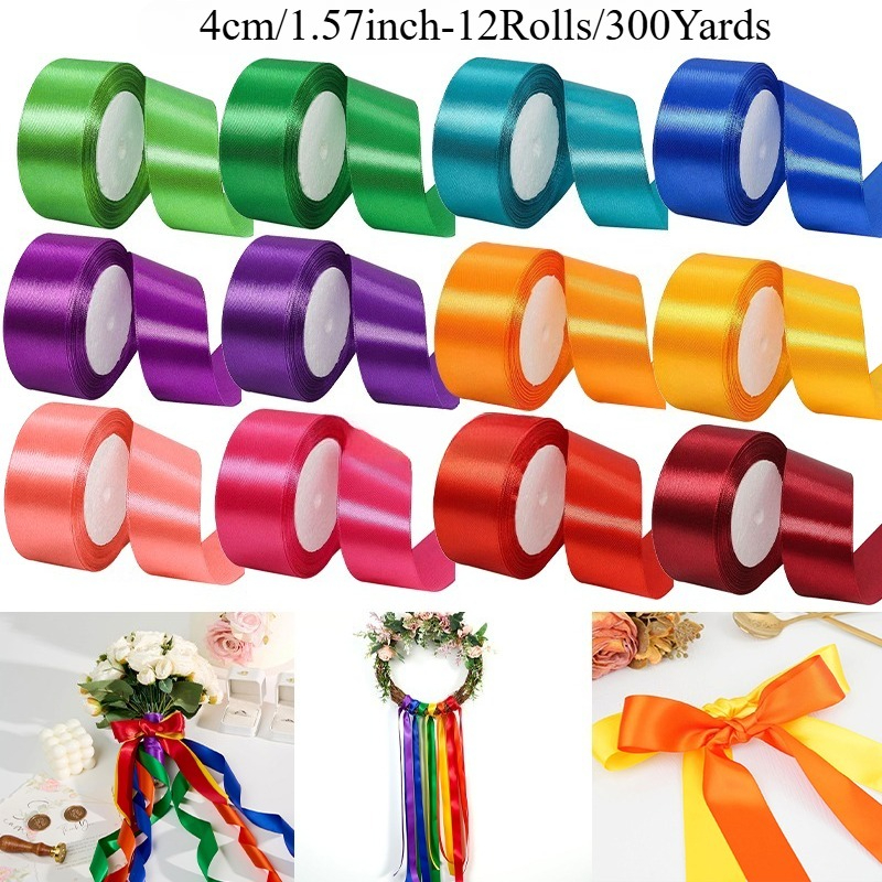 TEMU Syzopq 12 Rolls/300 Yards Pastel Curling Ribbon Suitable For Wedding Bows, Gift Wrapping & Crafting - Width Pre-made Ribbon With Curling, Ribbon