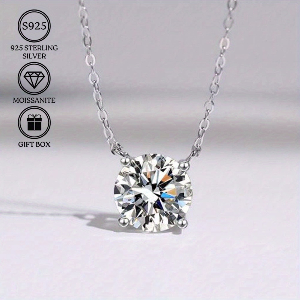 1 5 1 7 1 9g moissanite 1  2 3 carat elegant pendant 925 silver moissanite necklace simple classic four pronged design warm gifts for holidays anniversaries