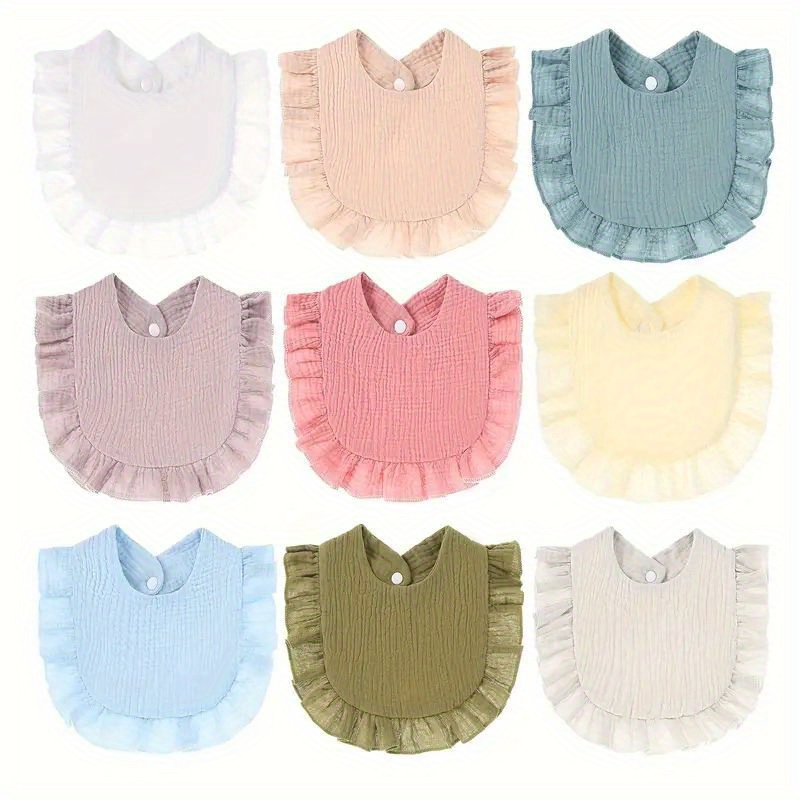 TEMU 9pcs Set Of Baby Saliva Wipes, Bibs, Bibs And Saliva Pouches