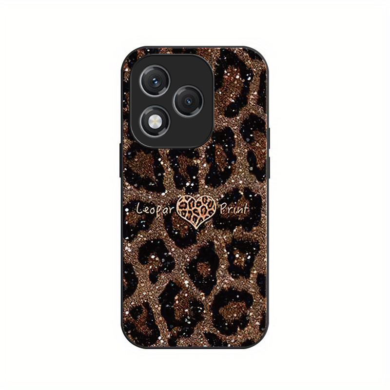 TEMU Étui téléphone : Coque rigide motif cœur marron léopard, compatible Honor 400 Lite, design , en verre trempé