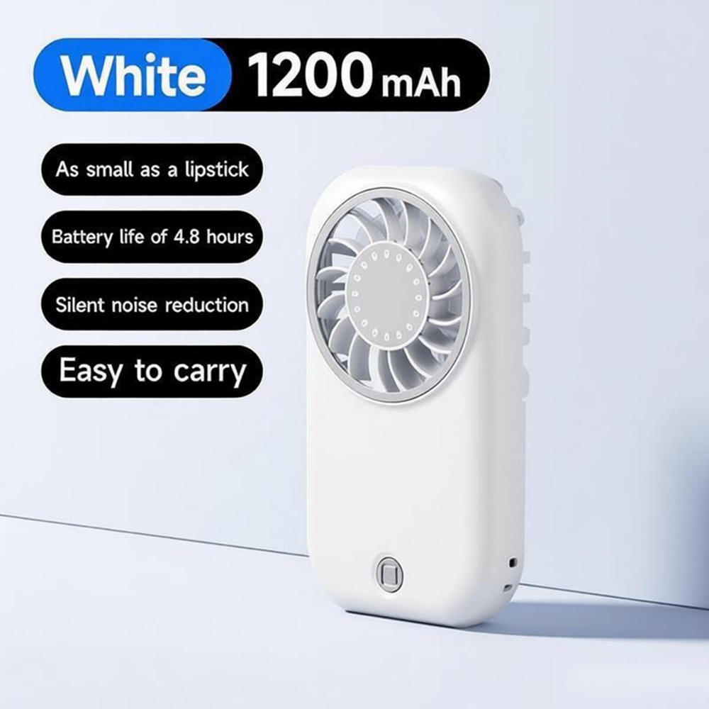 Prenosni ventilator, ročni ventilator, polnljiv, 1200 mAh, USB, Type-C, tih, 5 stopnji hitrosti, majhen, mini ventilator