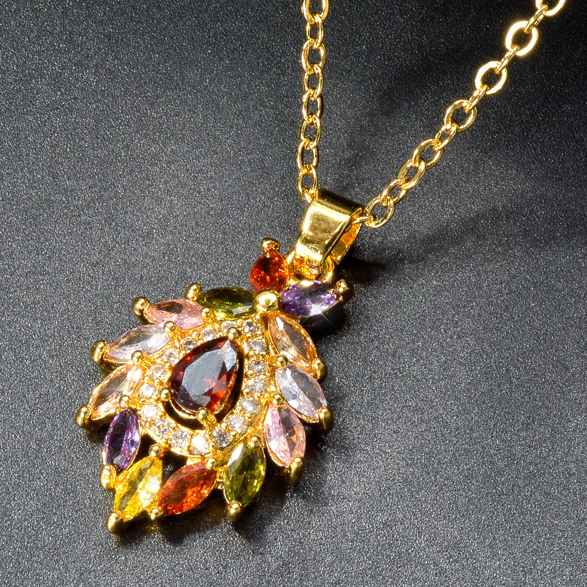 Colorful Flower Element Jewelry Set with Synthetic Zirconia