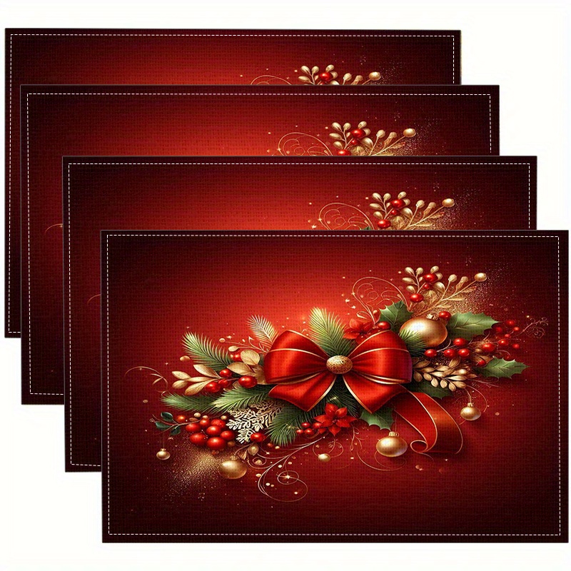 TEMU 4pcs/6pcs/8pcs Placemats, , Christmas Decoration Pattern Printed Placemats, Products Are Digital Printing Technology, Restaurant Table Mats,