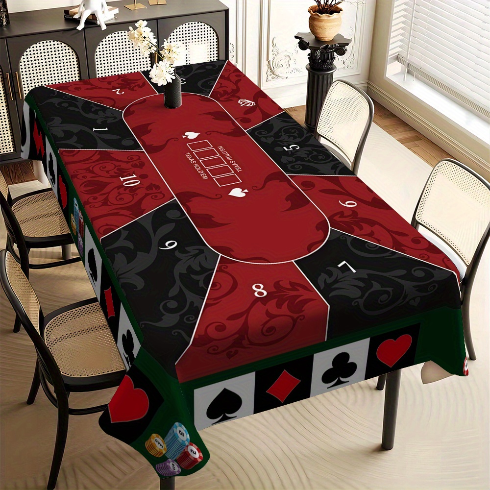 TEMU A Stylish Dark-themed Poker Table Decoration Element Pattern, A Easy European-style Tablecloth Made Of Durable Polyester, Suitable For Square
