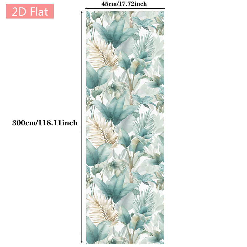 TEMU 2d Flat 1pc Tropical Leaf Wall Sticker, Teal Green Sticker Decorations, Beige Wallpaper, Botanical Pattern Wall Decor, Home Decoration Stickers