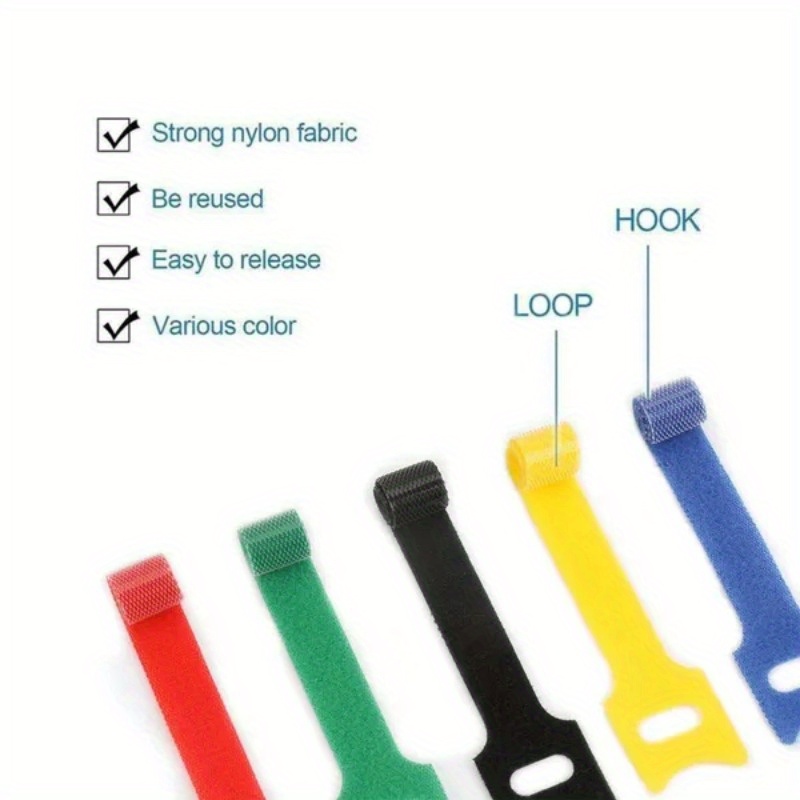 15pcs Multi-Color Nylon Hook & Loop Cable Ties
