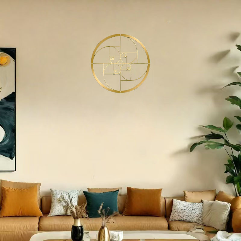 TEMU Art Mural en Métal Fibonacci - Décoration Mathématique Dorée - Salon, Bureau, Extérieur & Intérieur - Balcon, Jardin, Cuisine