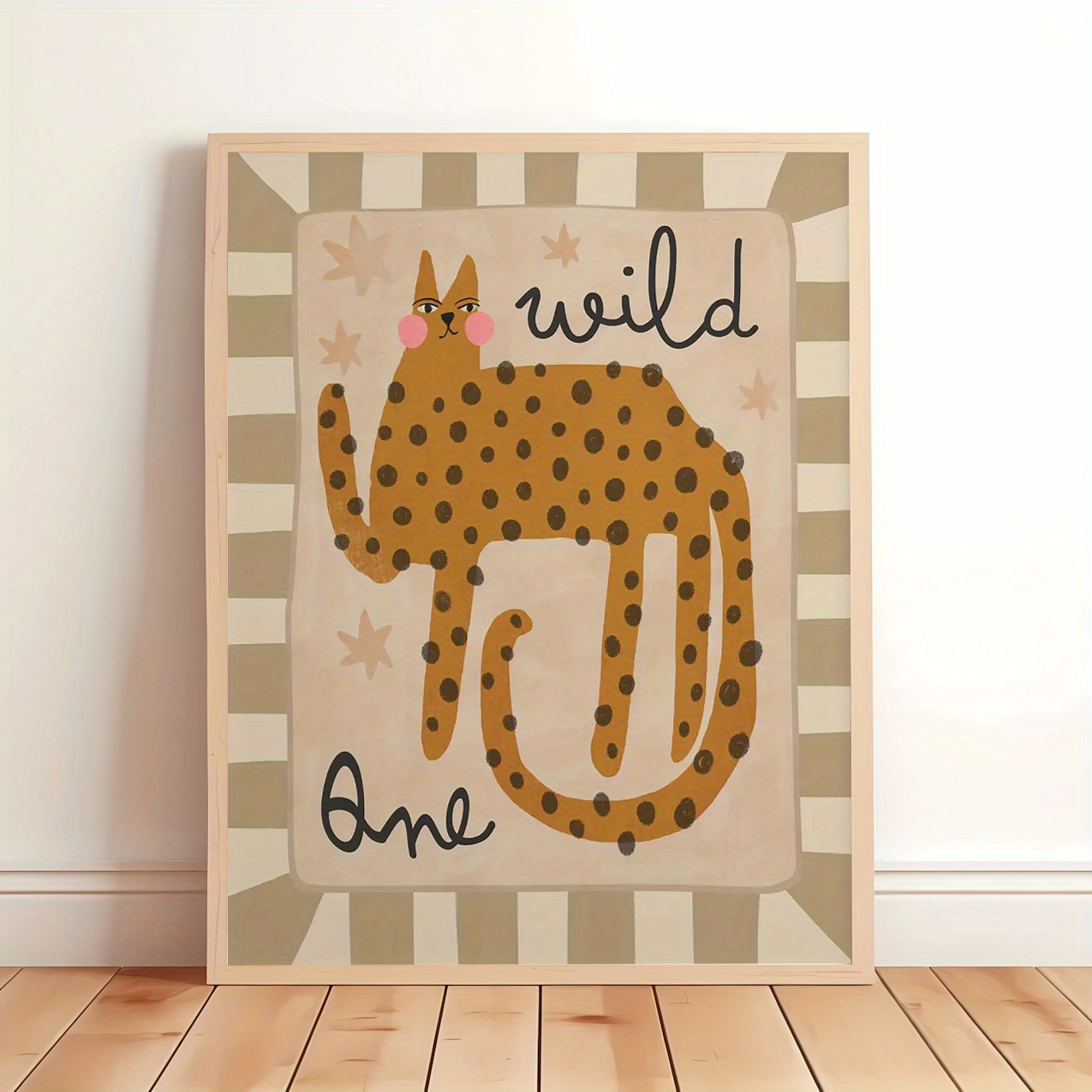 TEMU 2d Flat, 2d Flat, 1pc, Frameless, 12x16 Inches, Wild Prints, Cute Leopard Decor, Tiger Mural, Jungle Animal Prints, Jungle Decor, Boy Toddler