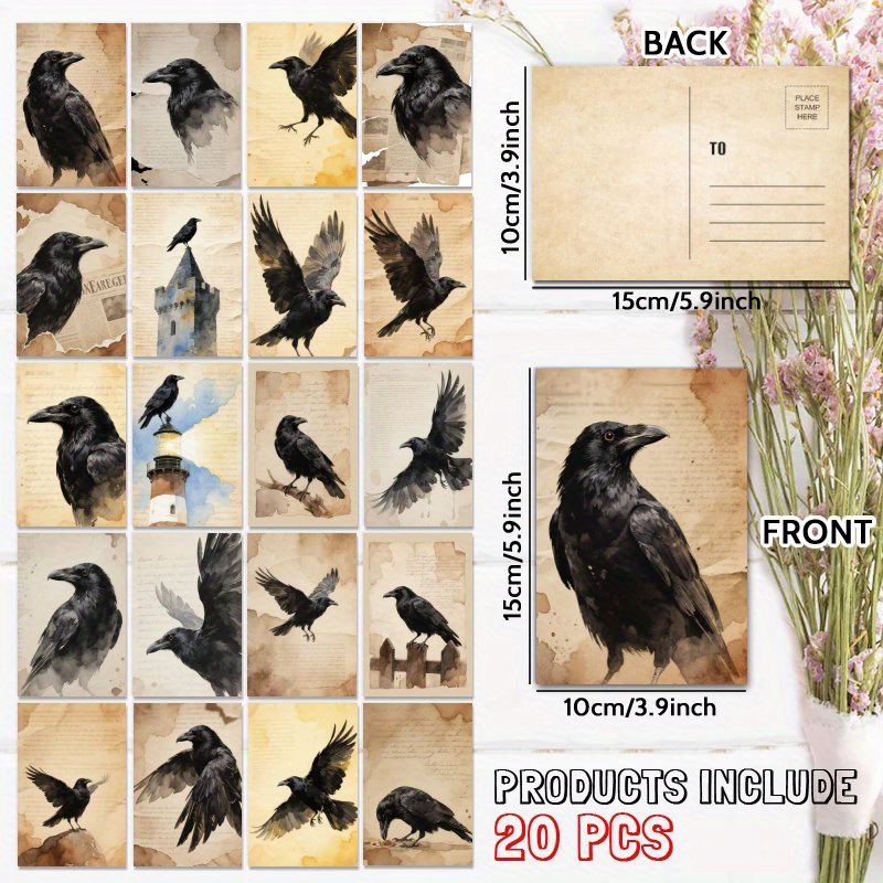 TEMU Set Of 20 Vintage Postcards Featuring And , Perfect For Any Occasion. A Unique Gothic Gift For , Suitable For Congratulations, Birthday Wishes,