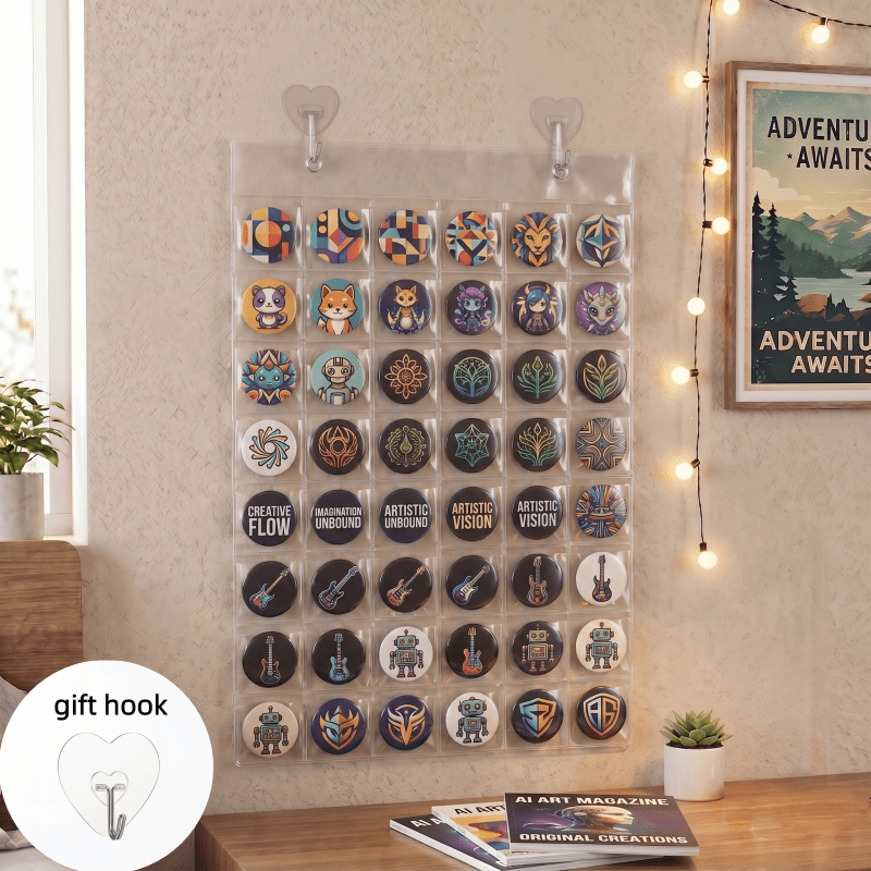 TEMU 48-grid Transparent Plastic Wall-mounted Storage Box, With , Suitable For Hanging Badges, Cards, And Jewelry Display Storage Bags; Ideal For