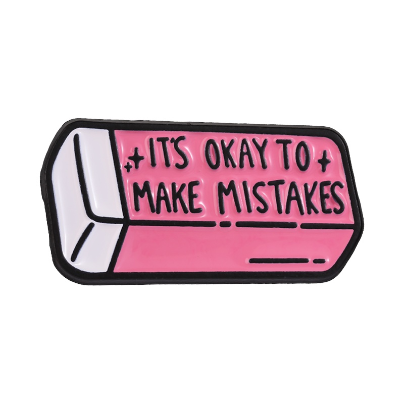 TEMU Cartoon Pink Eraser With Inspirational Quotes, Alloy Enamel Lapel Pin, Scarf Accessory, Clothing Backpack Pencil Case Apparel Decoration, Enamel